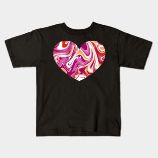 Lesbian Pride Marble Heart Kids T-Shirt